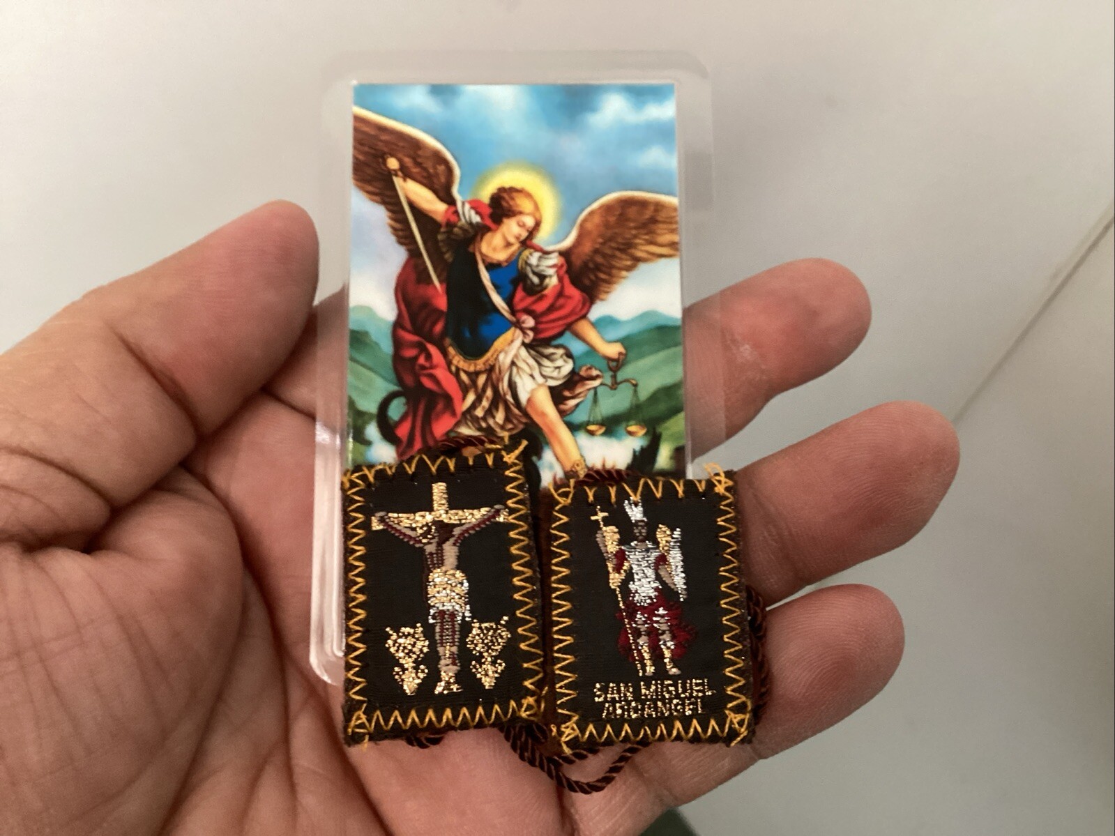 Lot 5 Pcs Escapular St Michael Brown Escapulario San Miguel Protección prayer