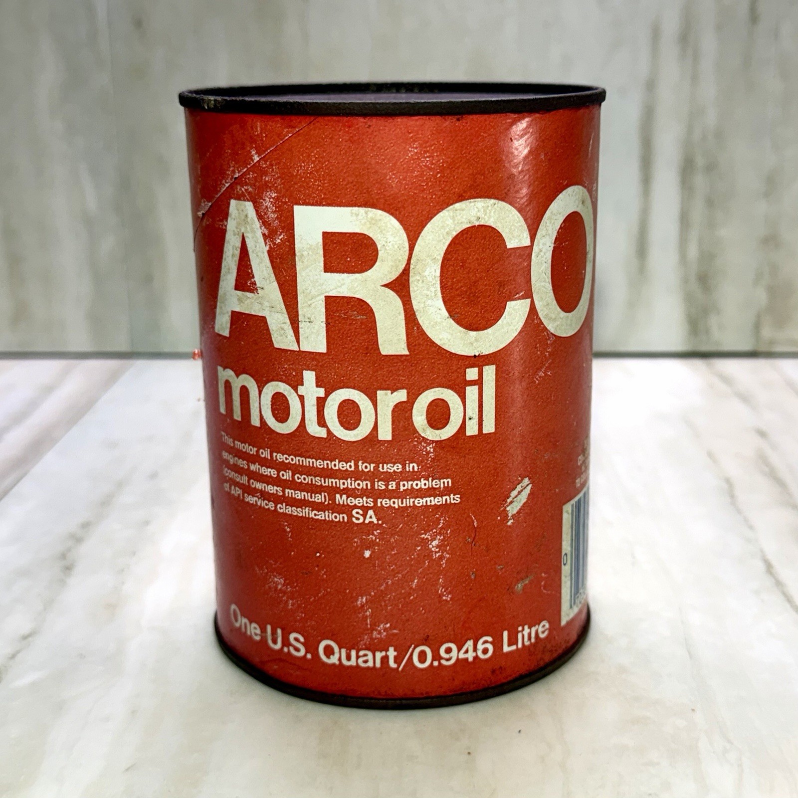 Vintage ARCO Motor Oil Can 1 Quart Full Unopened Cardboard Composite Gas Station