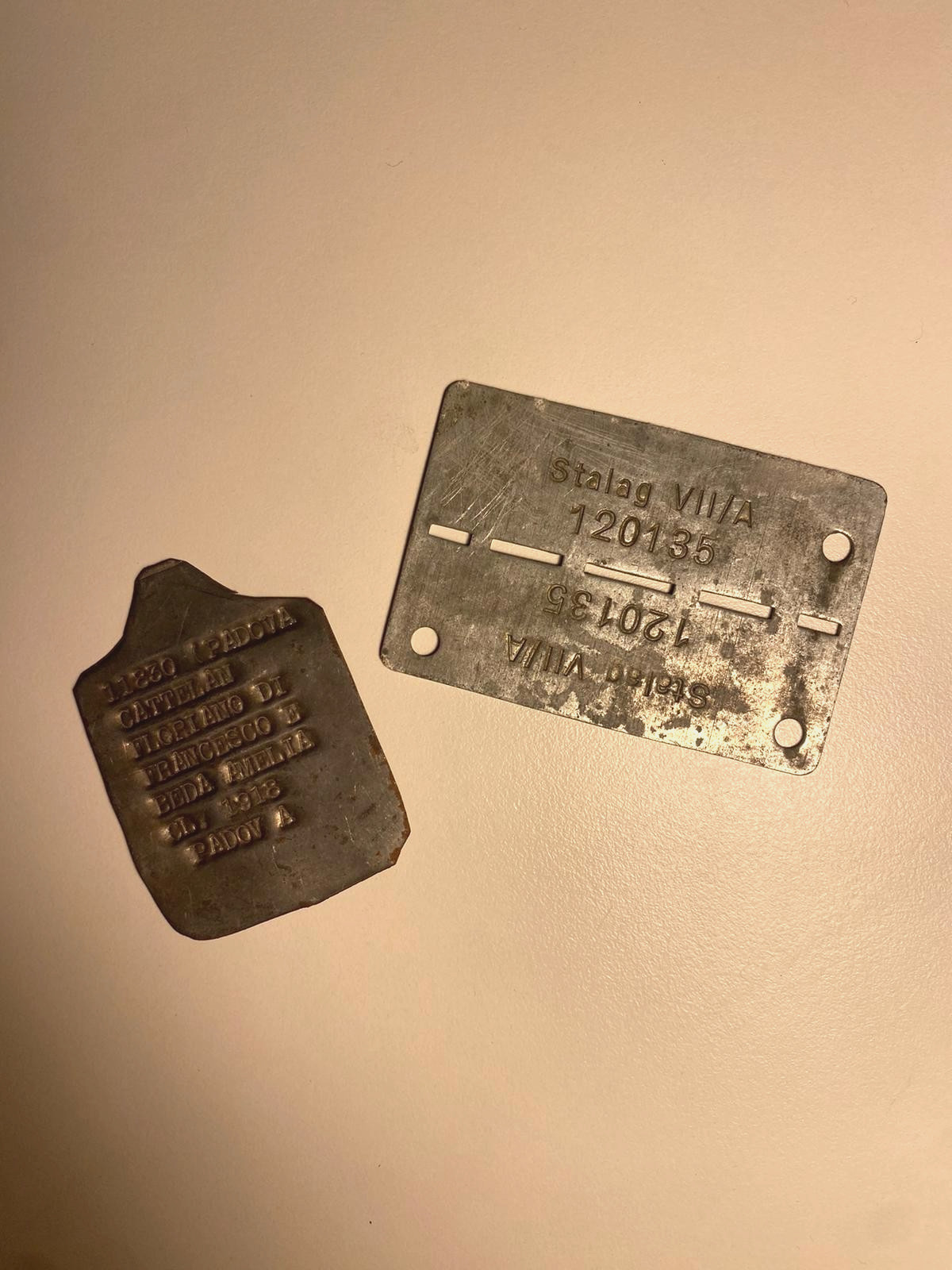 RARE WWII Stalag VIII-A ID Tag & Italian IMI POW Set - Prison Plate