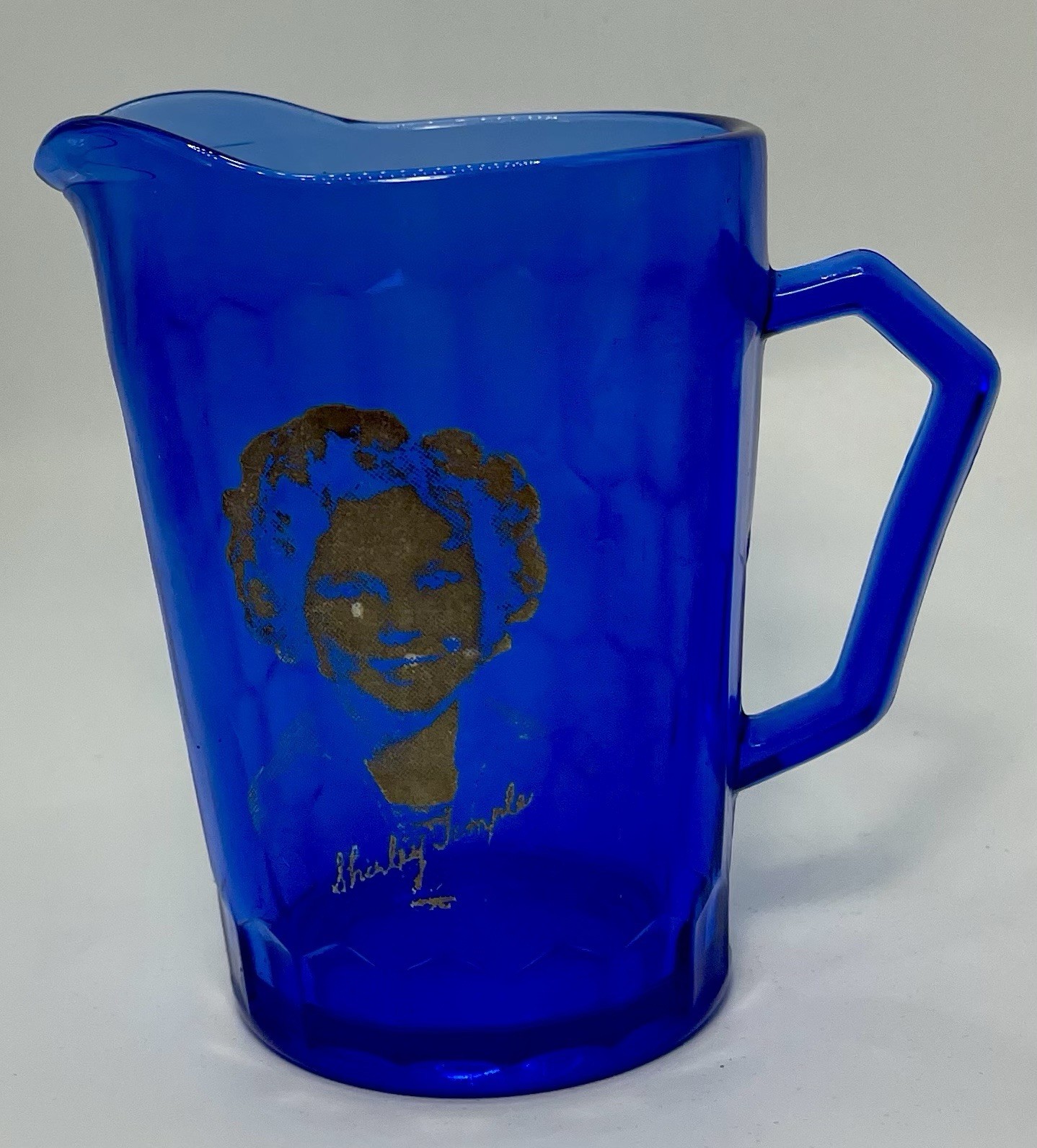 Vintage 1930\'s Shirley Temple Cobalt Blue Mini Pitcher/Creamer 4.5\