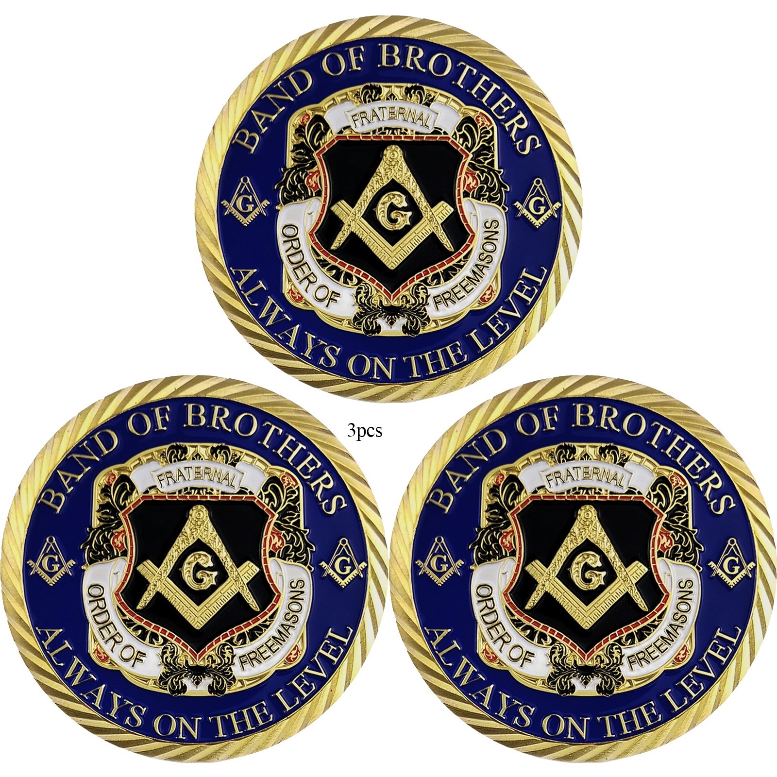 3pcs Freemason Challenge Coin Band of Brothers Masonic Collectible Coin Badges