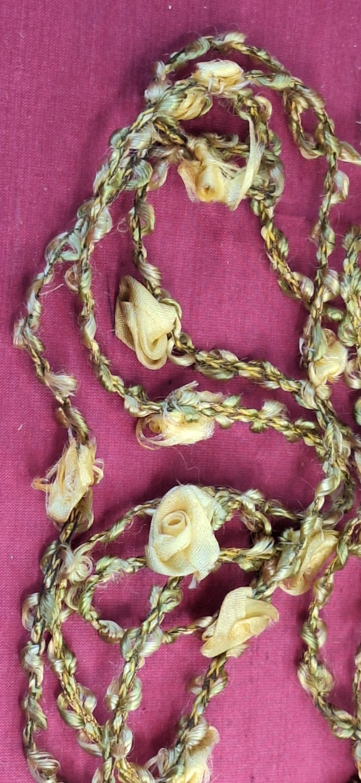 Antique 1920s Victorian Silk Rosette Ribbon Artwork or Doll Clothes 2 pc