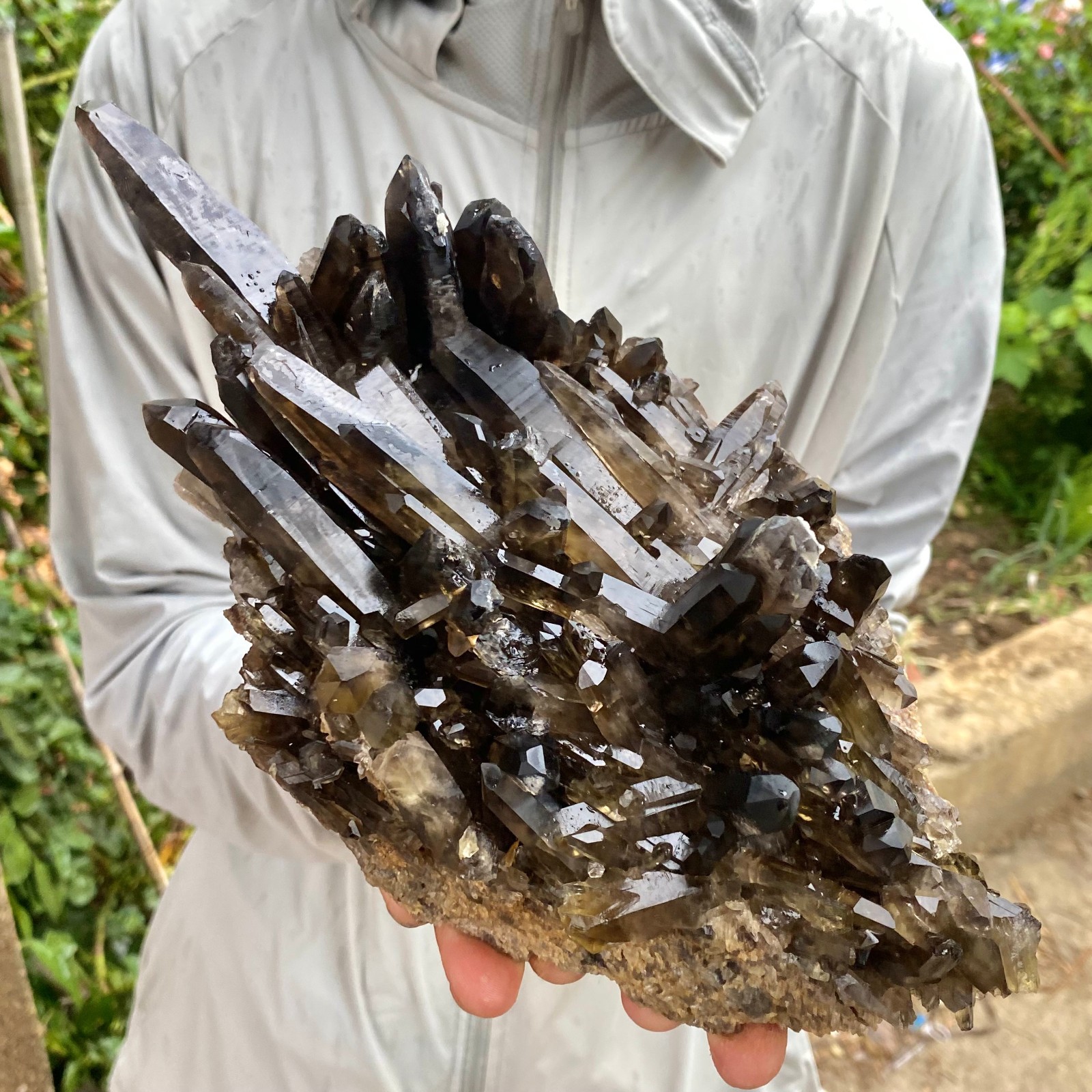 5.35LB Natural smoky black quartz cluster crystal mineral specimen healing