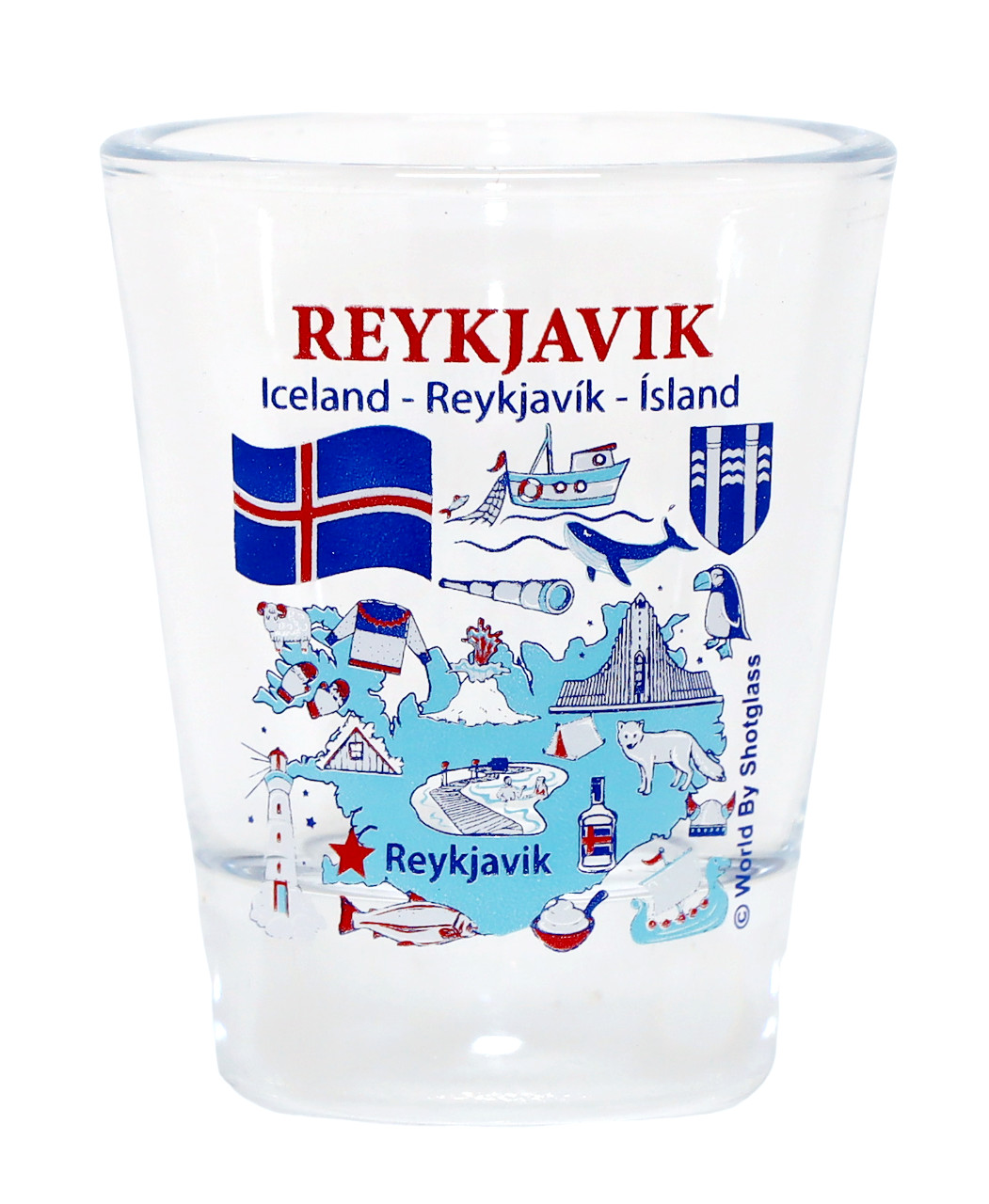 REYKJAVIK ICELAND LANDMARKS AND ICONS COLLAGE SHOT GLASS SHOTGLASS