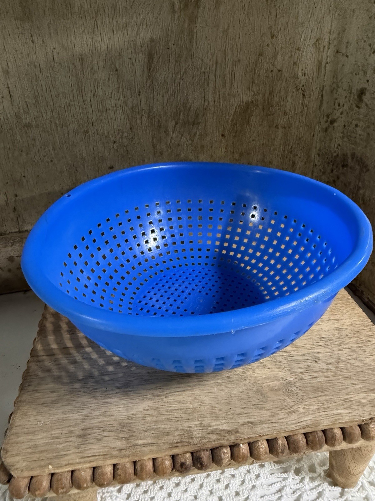Vintage Blue Plastic Colander