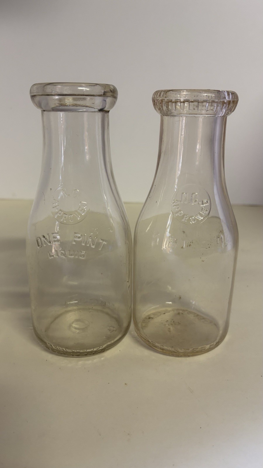 Vintage Coble Dairy Lexington NC Pint Milk Bottles Lot of 2 Faded ACL