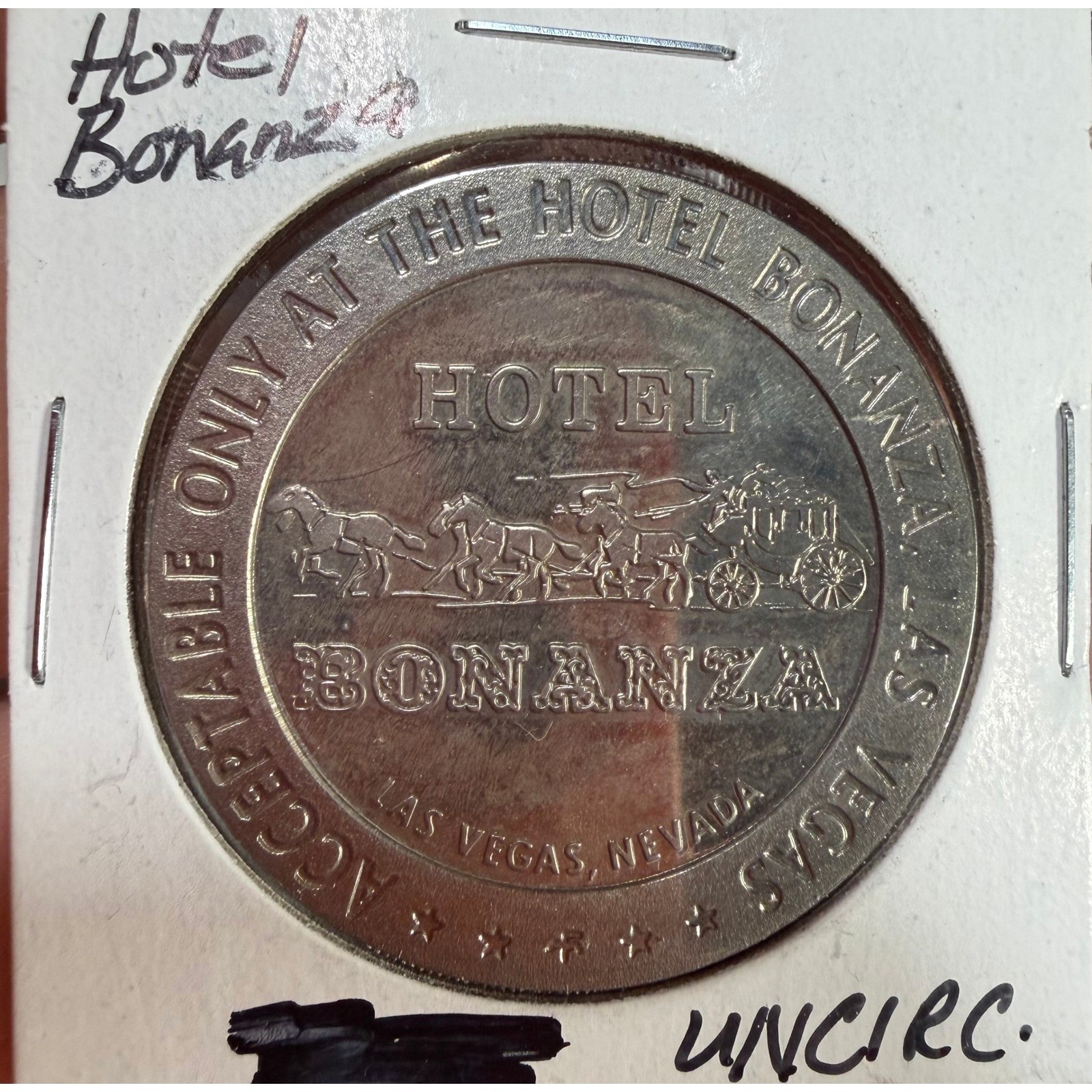 1967 Hotel Bonanza Las Vegas Nevada One Dollar Gaming Token Vintage Casino Coin
