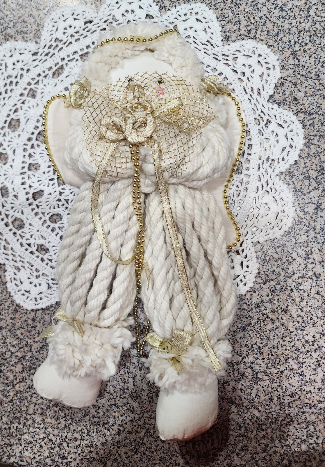 Vintage Christmas Holiday Yarn Angel 14” Vintage Christmas Holiday Yarn Angel 14”