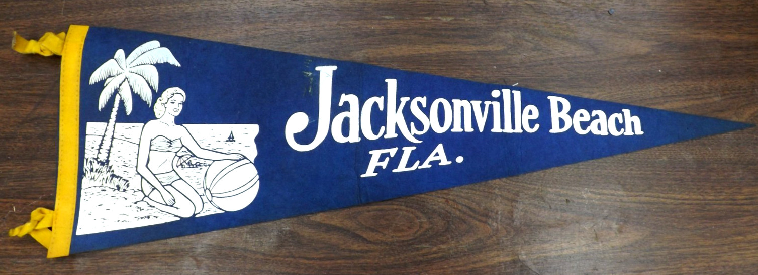 VINTAGE 1960s JACKSONVILLE BEACH FLORIDA PENNANT banner Bathing Beauty 26