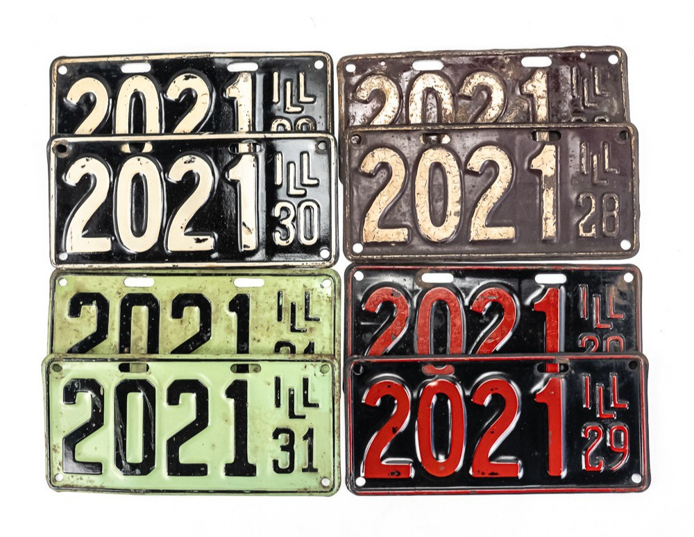 LOT Illinois 1928-31 4 Digit License Plate Pair Run Auto Tag Vintage