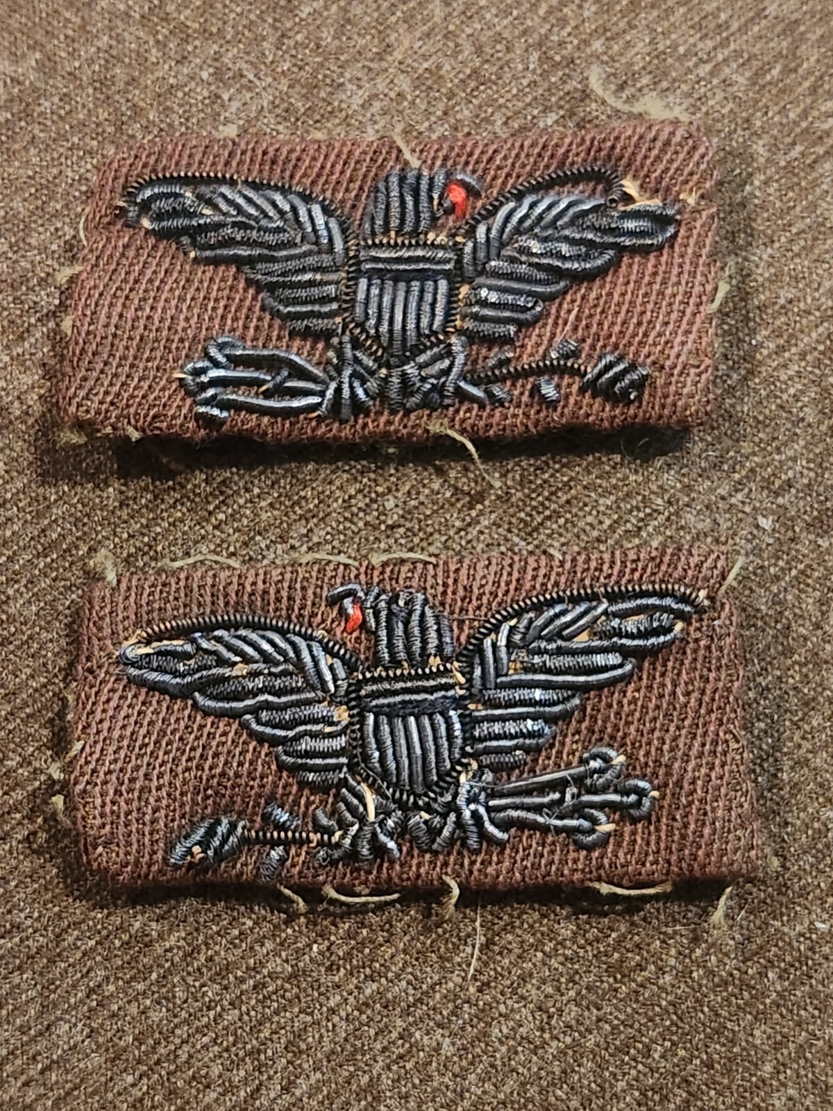 Original WWII Bullion Colonels Officers Sew-On Eagles - Beauties