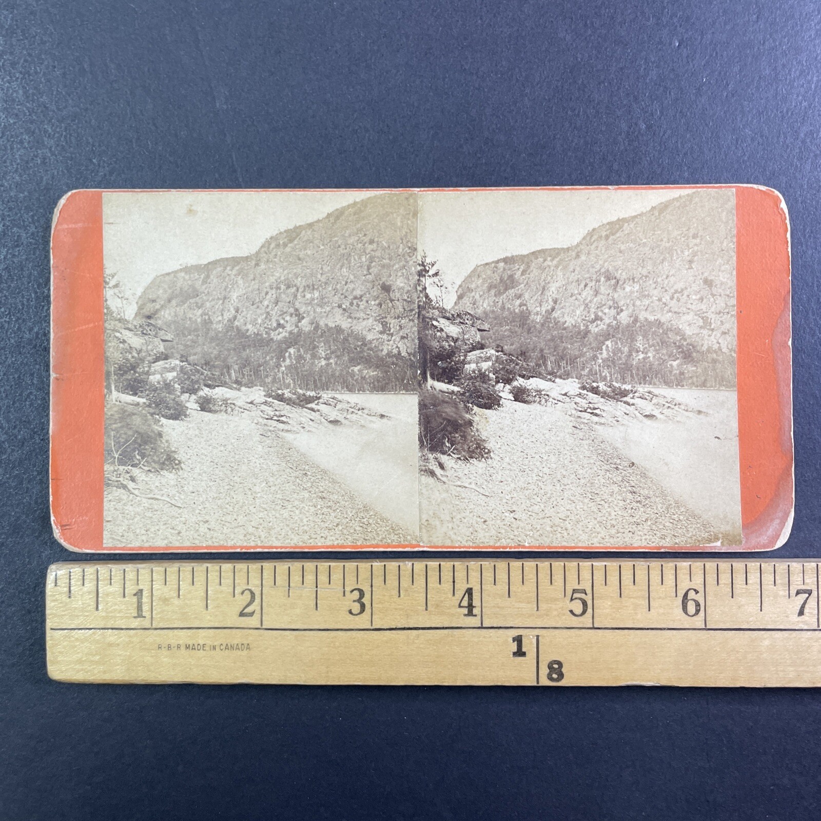 Pebbled Beach Mount Kineo Stereoview A. L. Hinds Moosehead Lake Maine