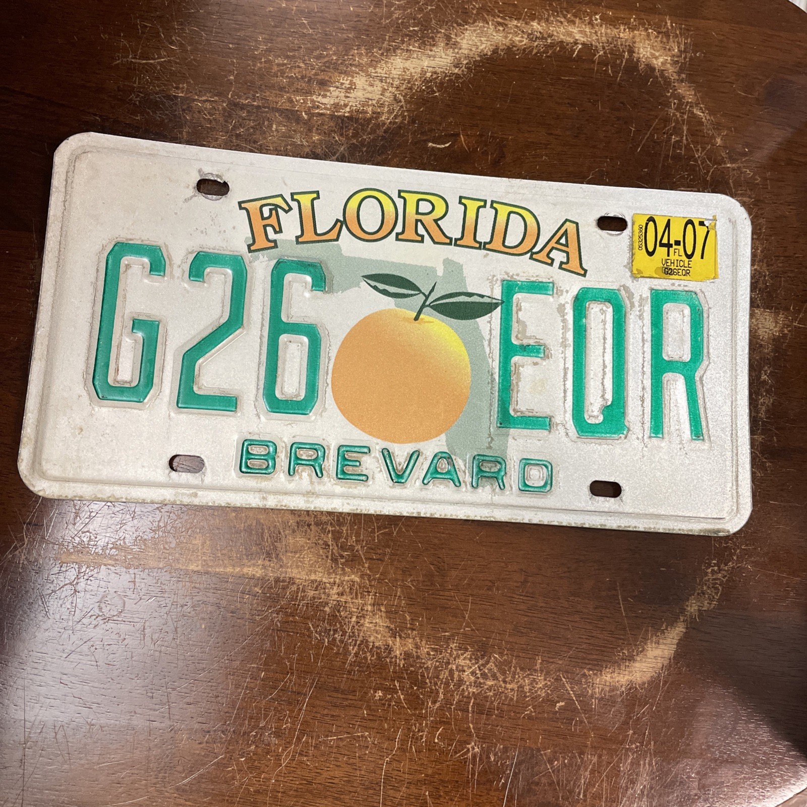 Florida License Plate G26EQR  Brevard County