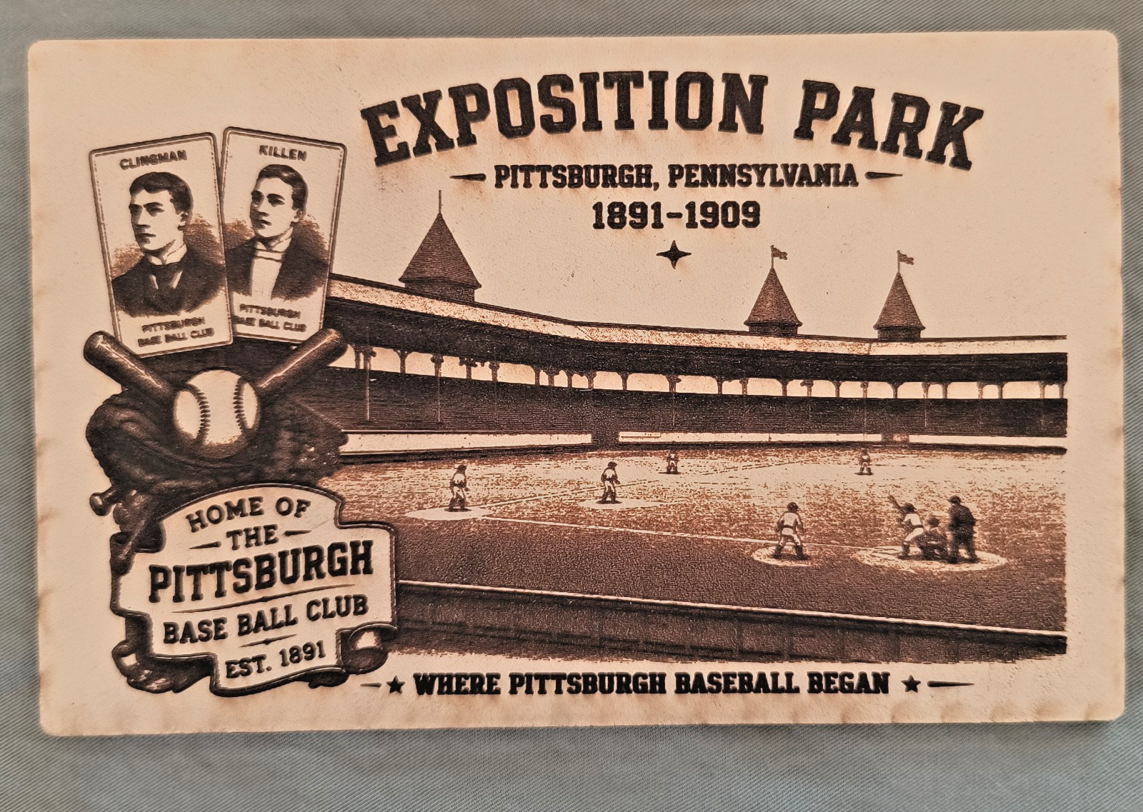 LEATHER ~ Exposition Park Pittsburgh PA Modern BASEBALL Postcard  Pennsylvania