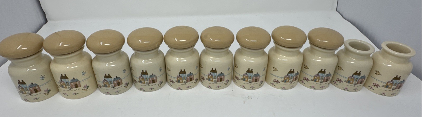 Vintage Certified International Heartland Spice Jars Set 11 Ceramic Canisters
