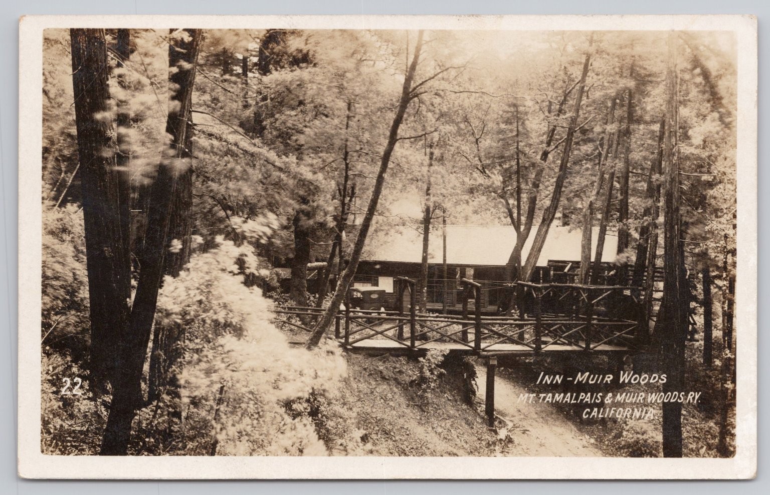 Vintage Real Photo Postcard Inn Muir Woods Mt Tamalpais California