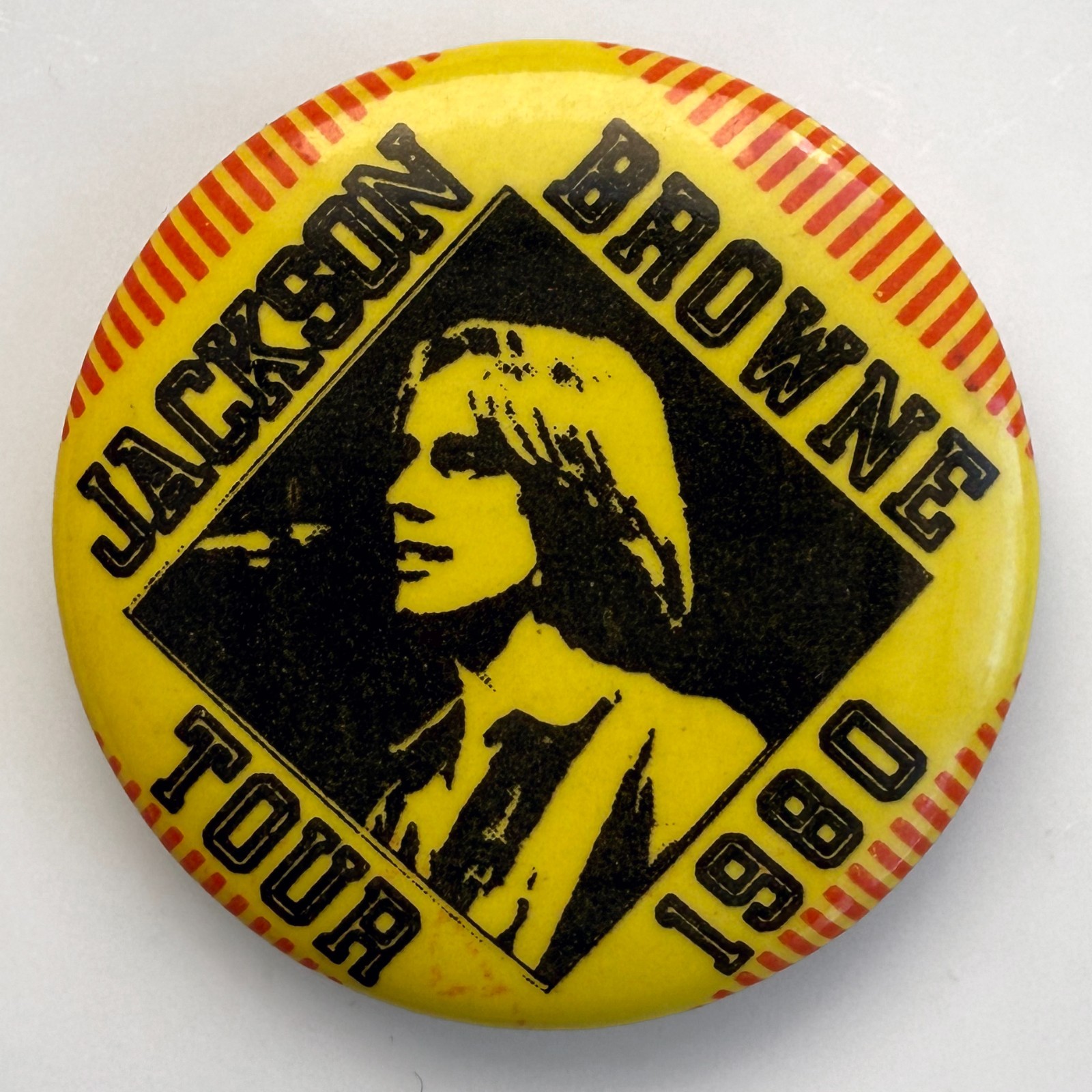 RARE JACKSON BROWNE pin Vintage 1980 pinback button badge Hold Out Tour 1980 1\