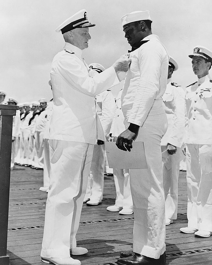 Admiral Chester Nimitz awards Navy Cross to Doris Miller WWII Photo Print Admiral Chester Nimitz awards Navy Cross to Doris Miller WWII Photo Print