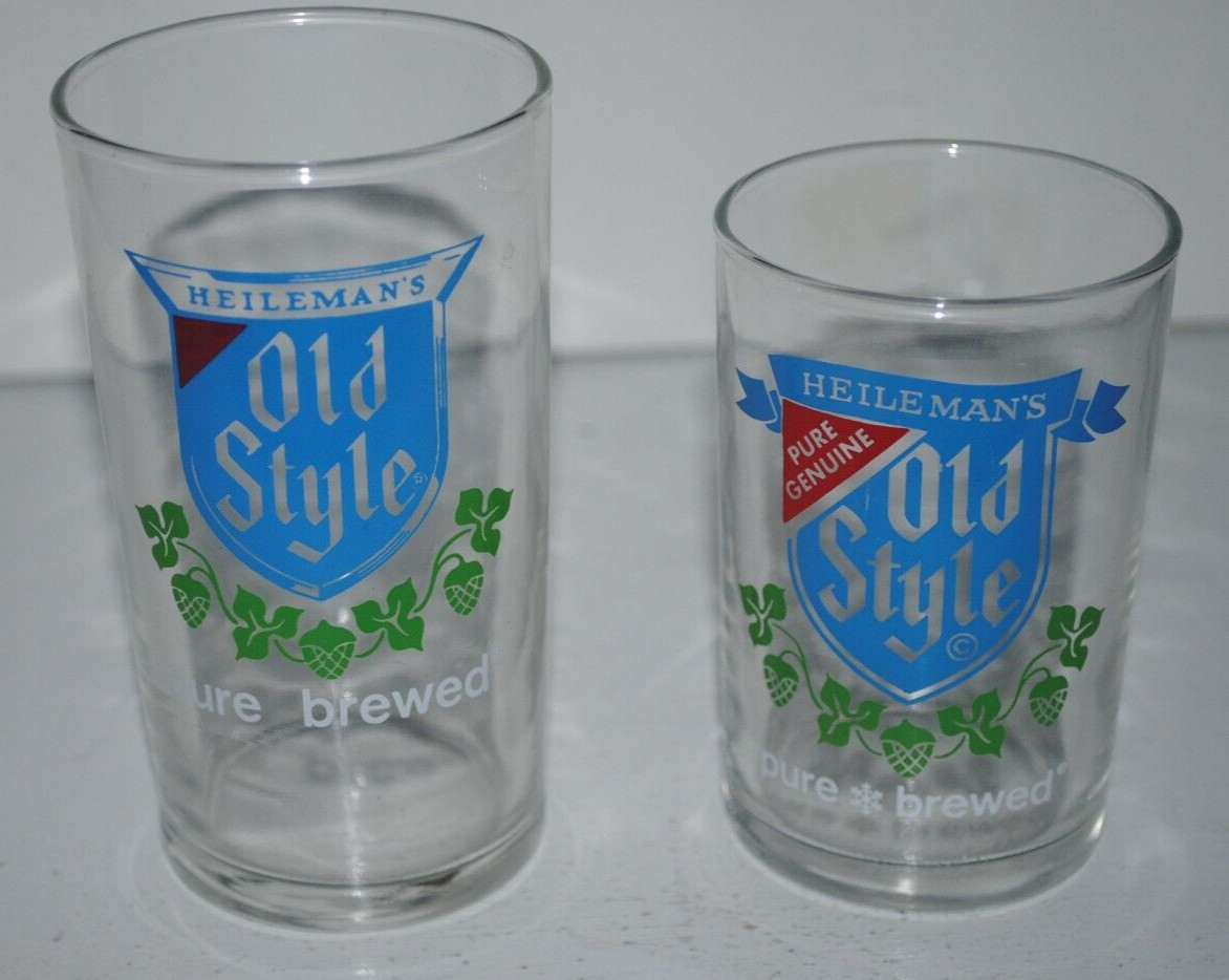 Heileman\'s Old Style Beer, vintage shell / tasting glasses, TWO DIFFERENT