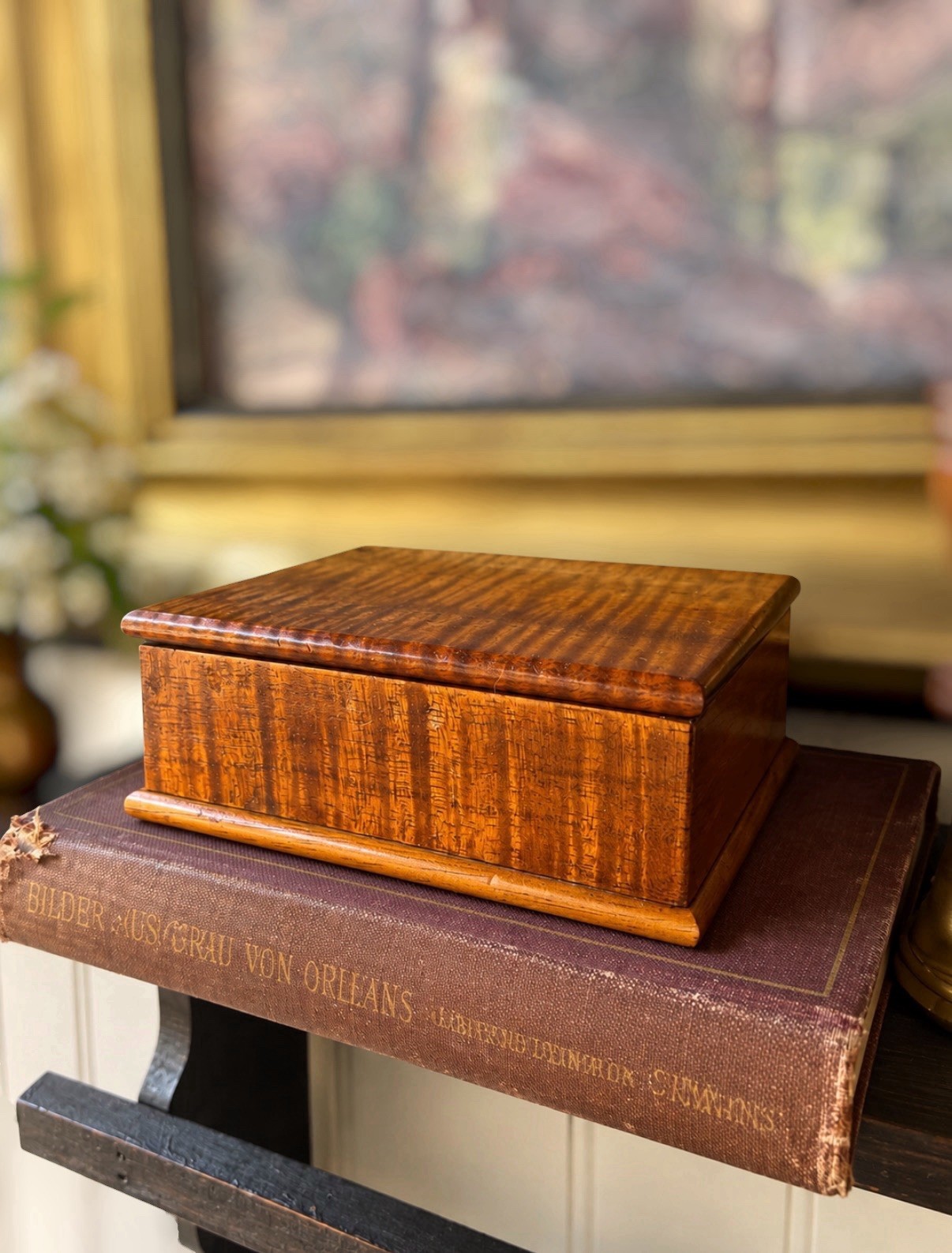 Vintage Tiger Maple Wood Keepsake Trinket Jewelry Box Figured Grain 4.75”