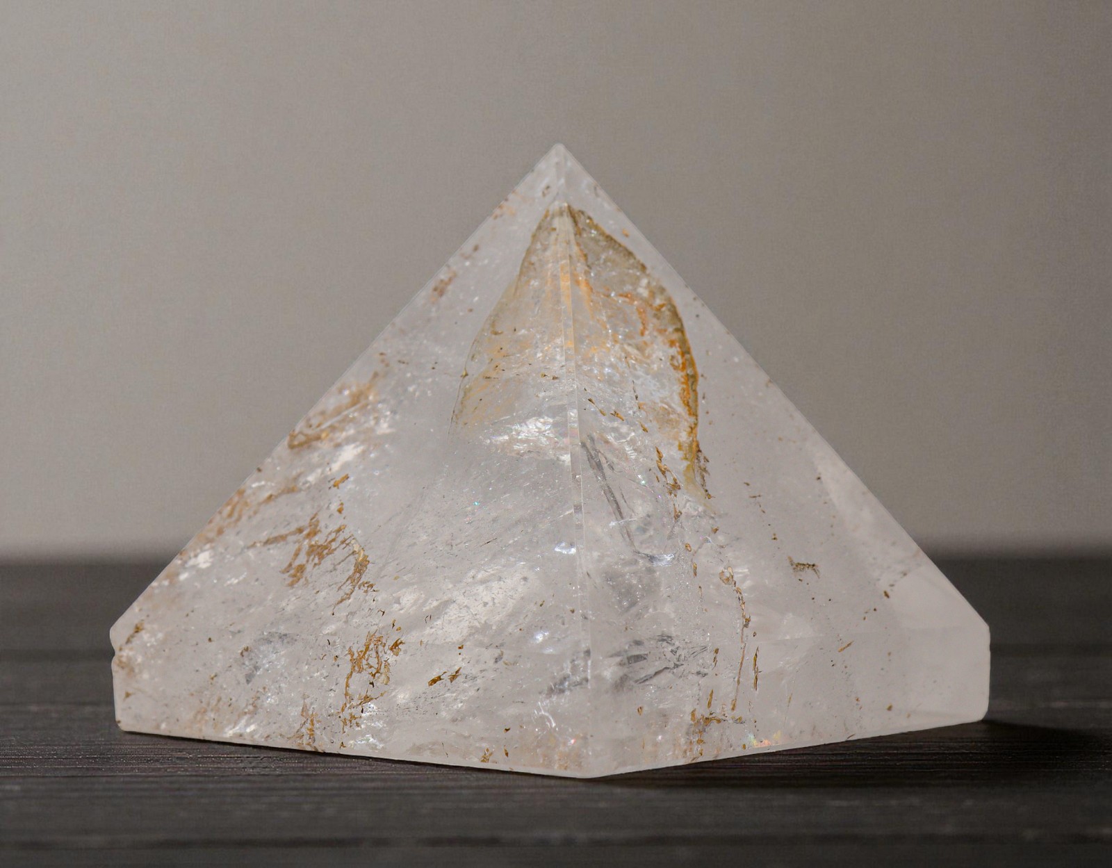 60MM Clear Crystal Quartz Brilliant Crystal , Mineral Specimen Stone Pyramid