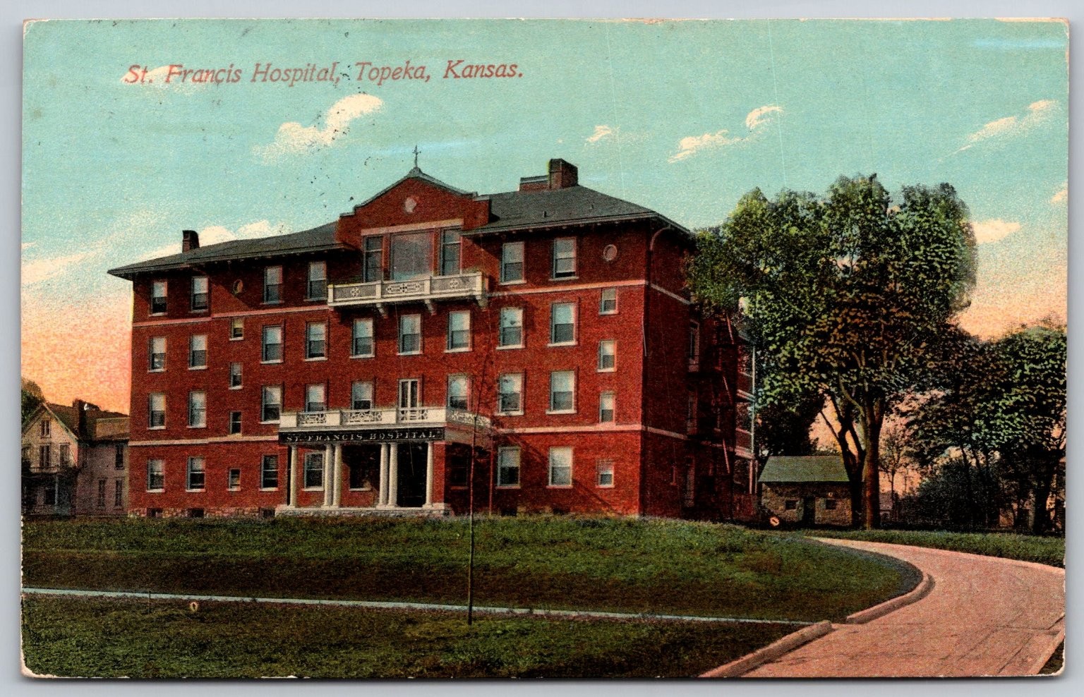 Vintage St. Francis Hospital Topeka Kansas Postcard 1911 Lithograph AA433