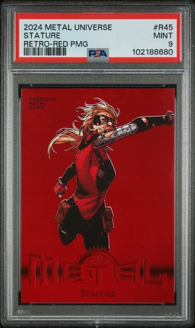 2024 UD Metal Universe Avengers Stature Retro Red PMG 72/100 PSA 9 Mint