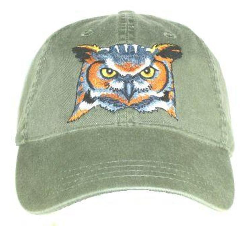 Great Horned Owl Embroidered Cotton Cap NEW 