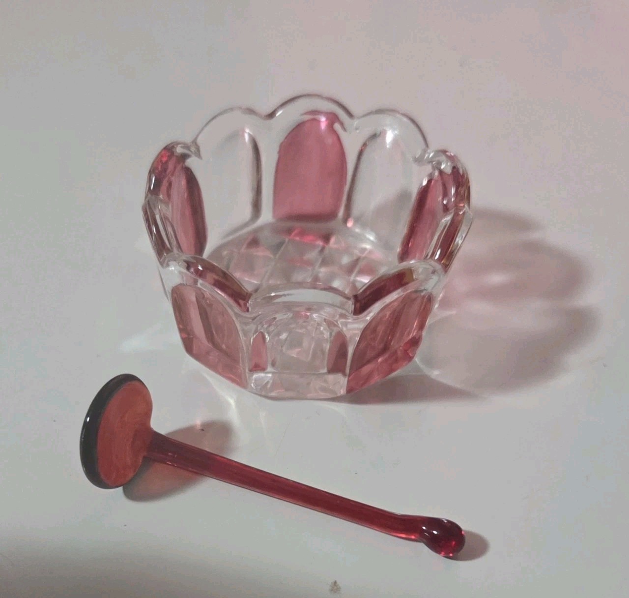 Antique Laurel Leaf By Westmoreland  Open Salt Cellar ~Scarce~1901 & Spoon ~SALE
