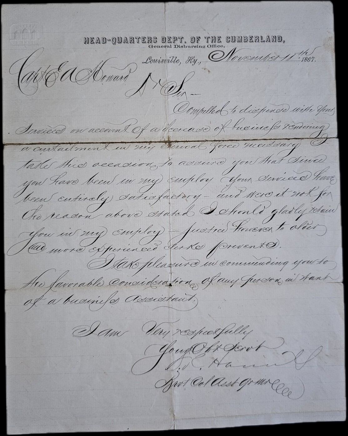 1867 Lexington Kentucky Civil War Reconstruction Gen George Thomas ~ Cato Howard