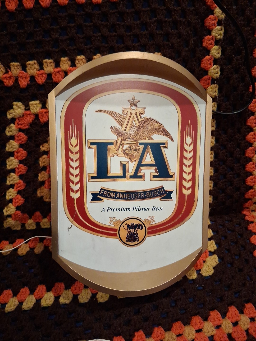Vintage 1980s LA Anheuser Busch Premium Pilsner Beer Light Up Sign Prop Barware