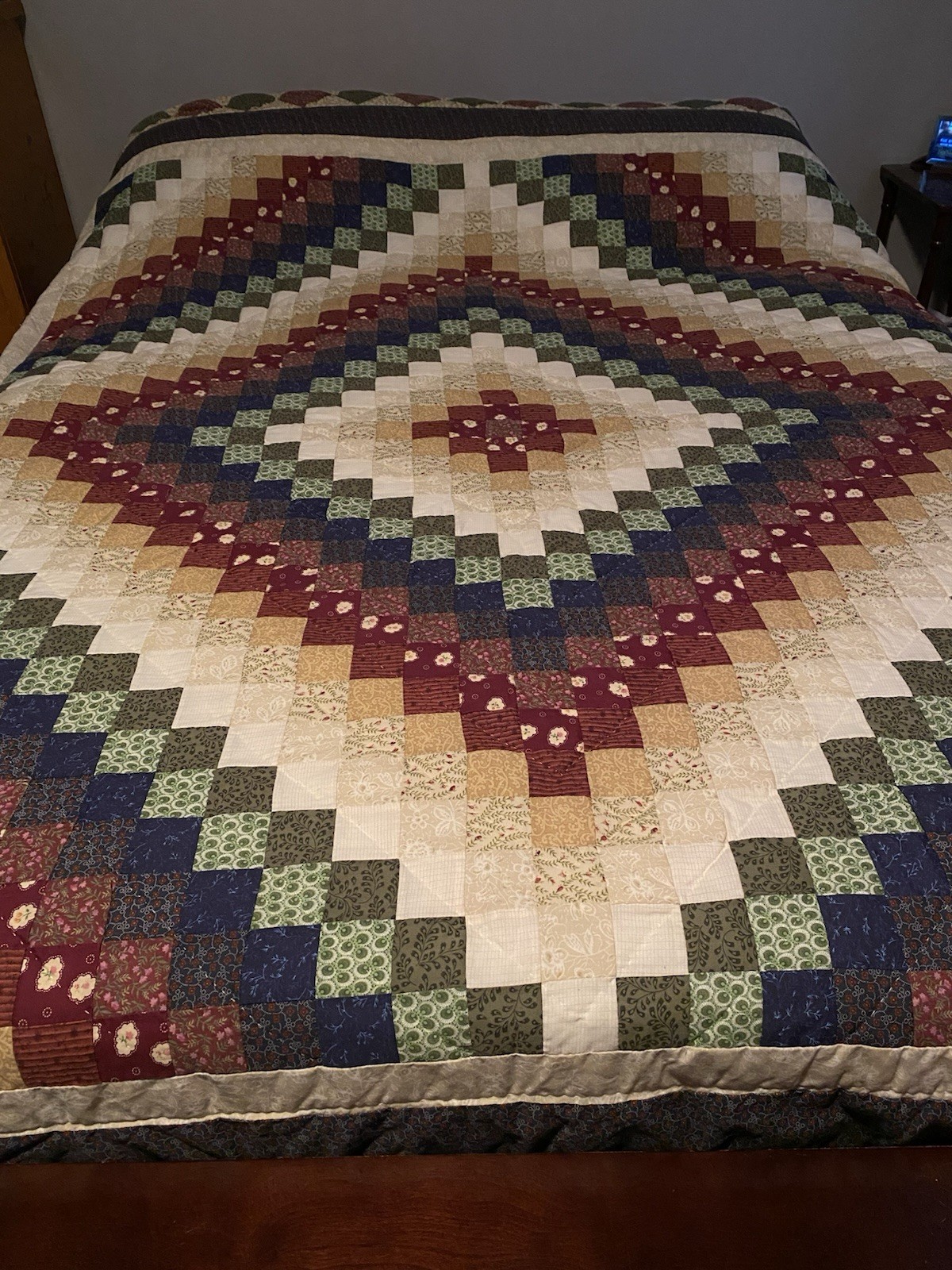 VTG Patchwork TRIP AROUND THE WORLD Bedspread Quilt JCPenny Full Queen 86”x100”