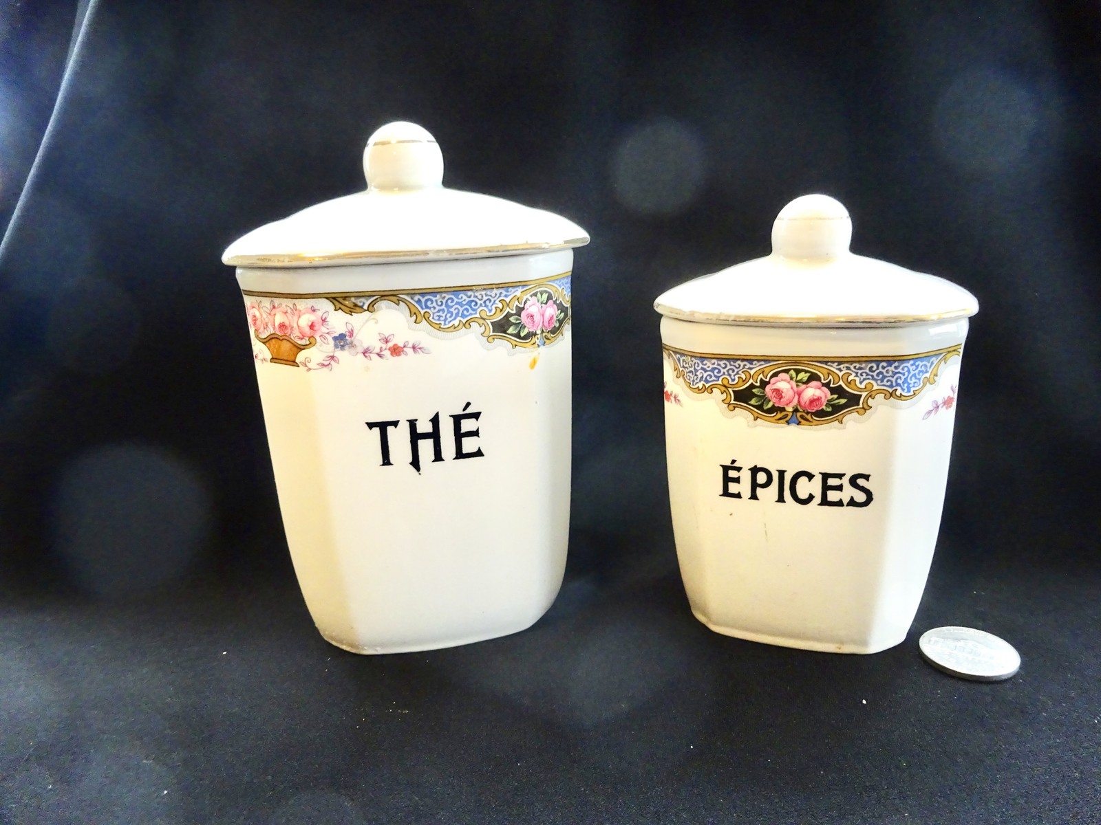Vintage French Cannisters Ceramic Pottery Antique Storage Jars Kitchen