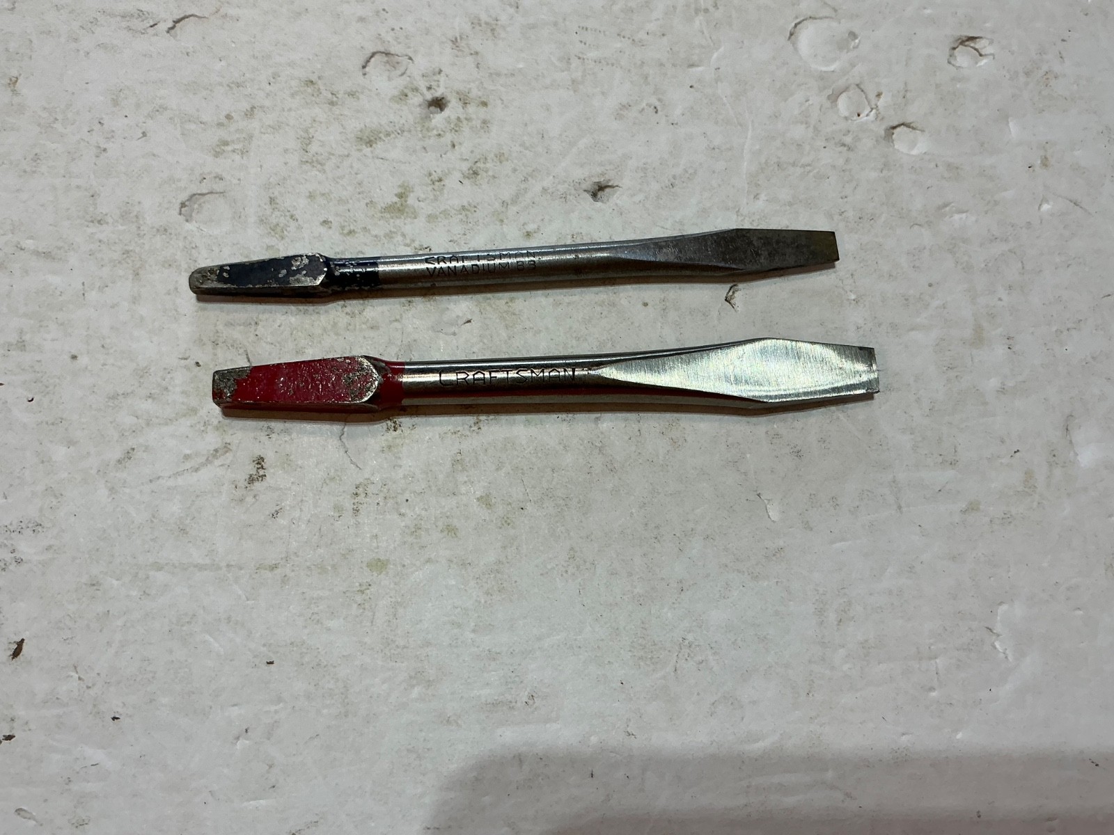 2 Vintage Craftsman slotted screw bits for brace Vanadium BB 