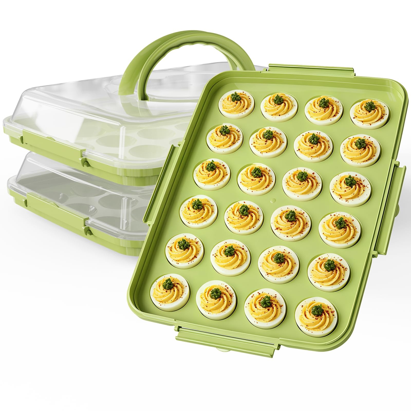 Deviled Egg Containers with Lid - 2 Pack 48 Count Reusable Egg Holder Storage...
