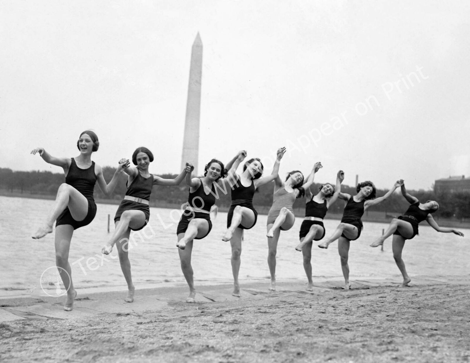 1923 Dancing Bathing Beauties, Arlington Beach, VA Old Photo 8.5\