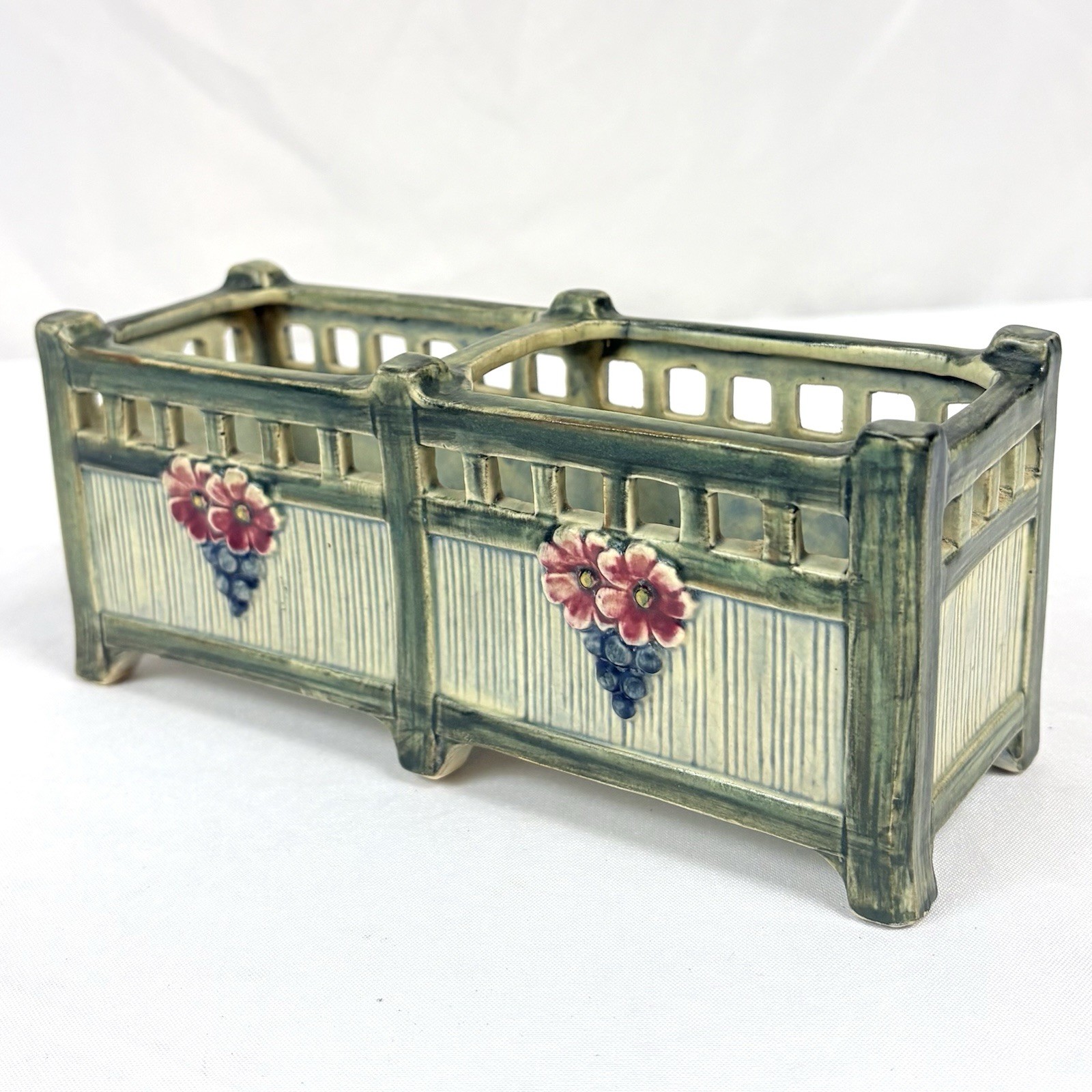 Vtg Antique 1920s Weller Klyro Ware Pottery Floral Ceramic Basket Planter 8\