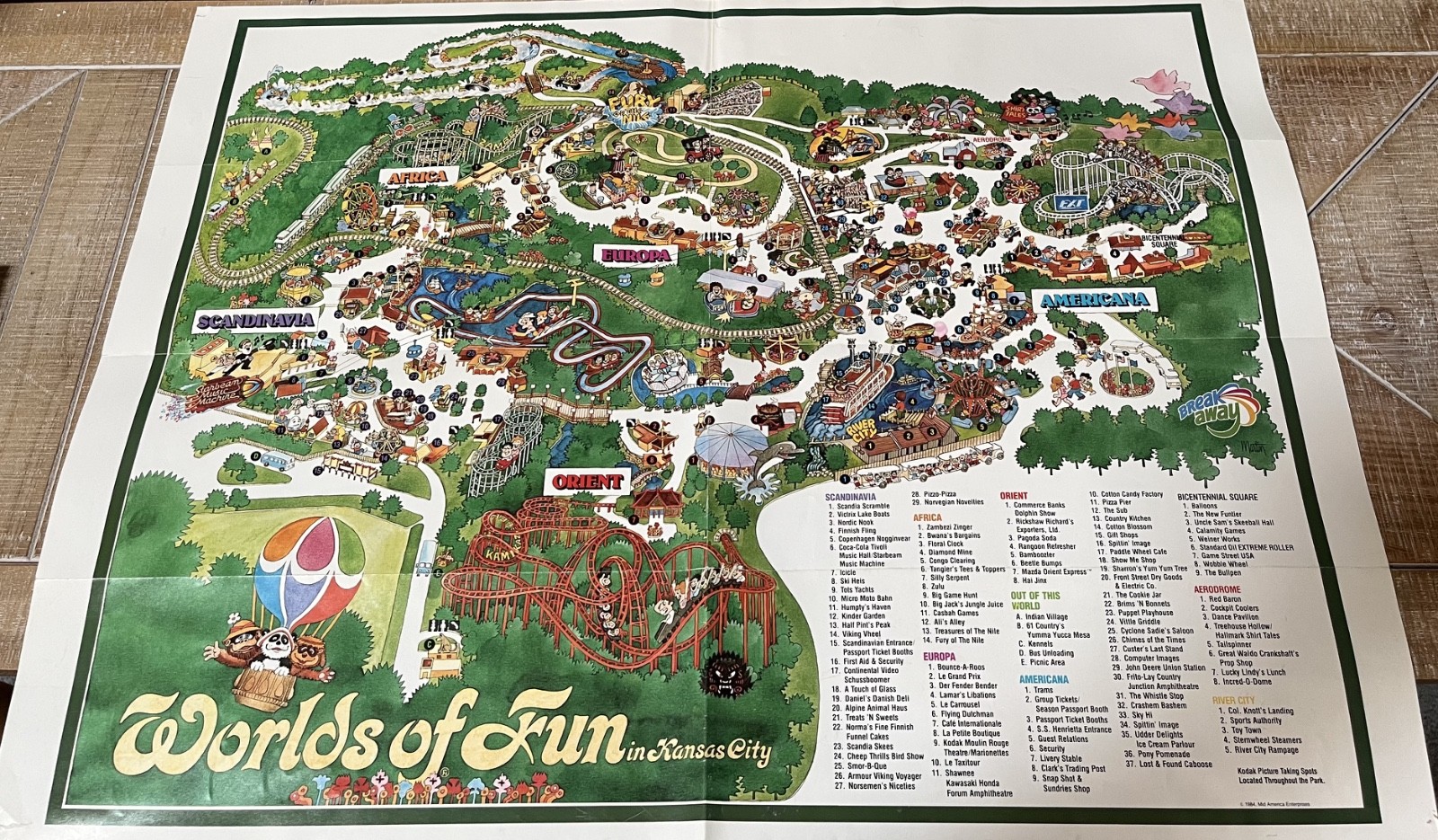 1984 Worlds of Fun Souvenir Map, Artwork by John Boyd Martin, 25\