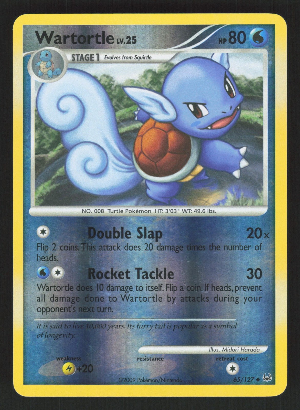 English LP Wartortle 65/127 PL Reverse Holofoil Pokemon Platinum