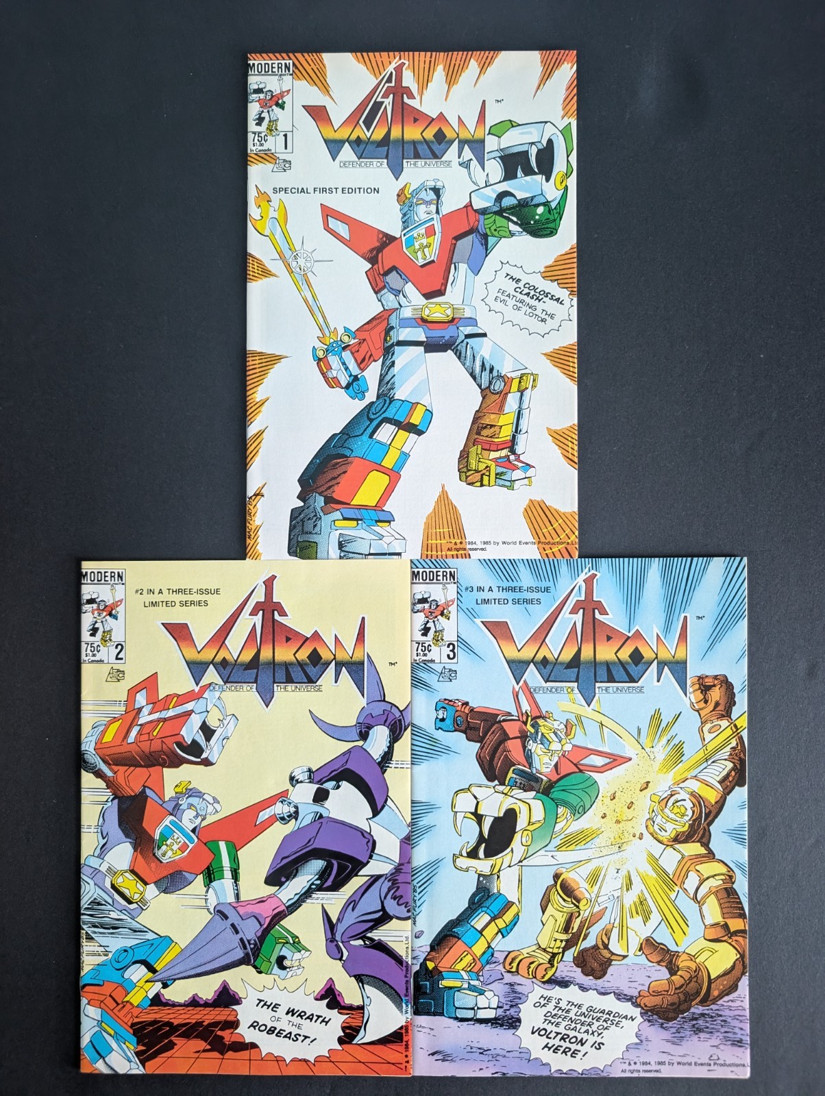 Voltron #1-3 Complete Mini Series 1985 Modern Comics Full Set VF Lion Force Voltron #1-3 Complete Mini Series 1985 Modern Comics Full Set VF Lion Force