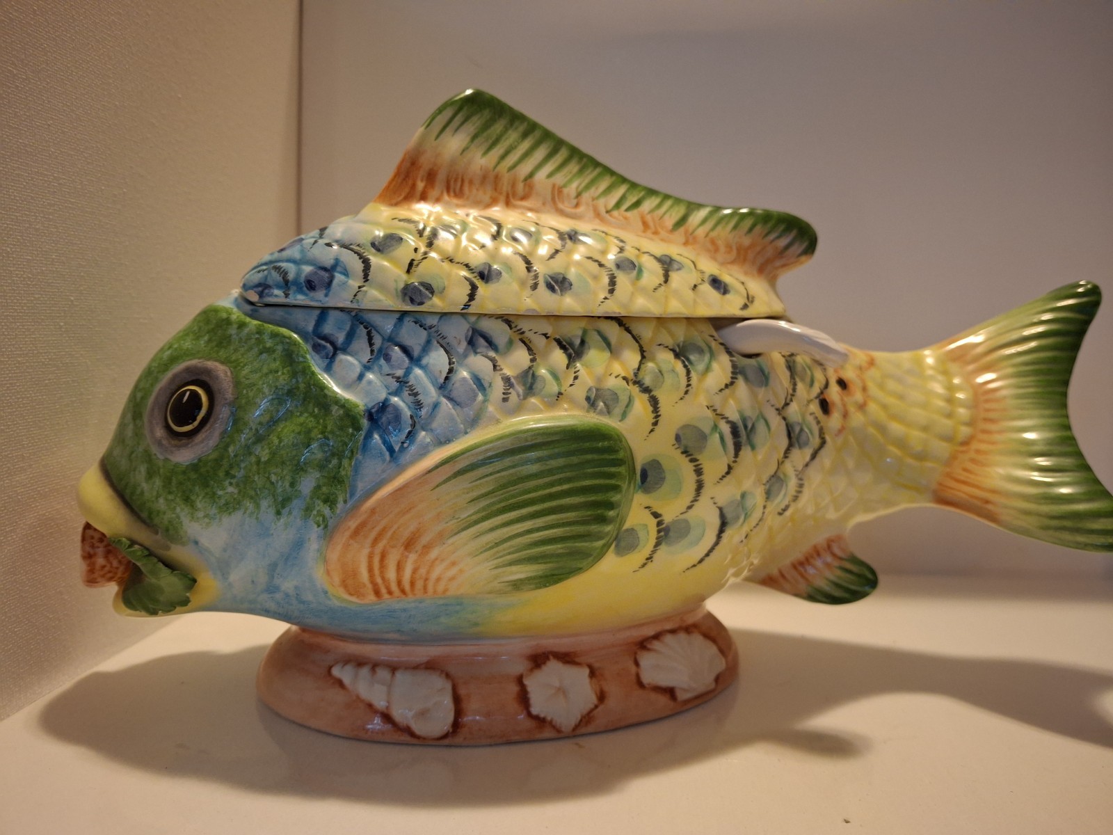 Majolica Vintage Fish-Shaped Tureen with Cover Majolica Vintage Fish-Shaped Tureen with Cover