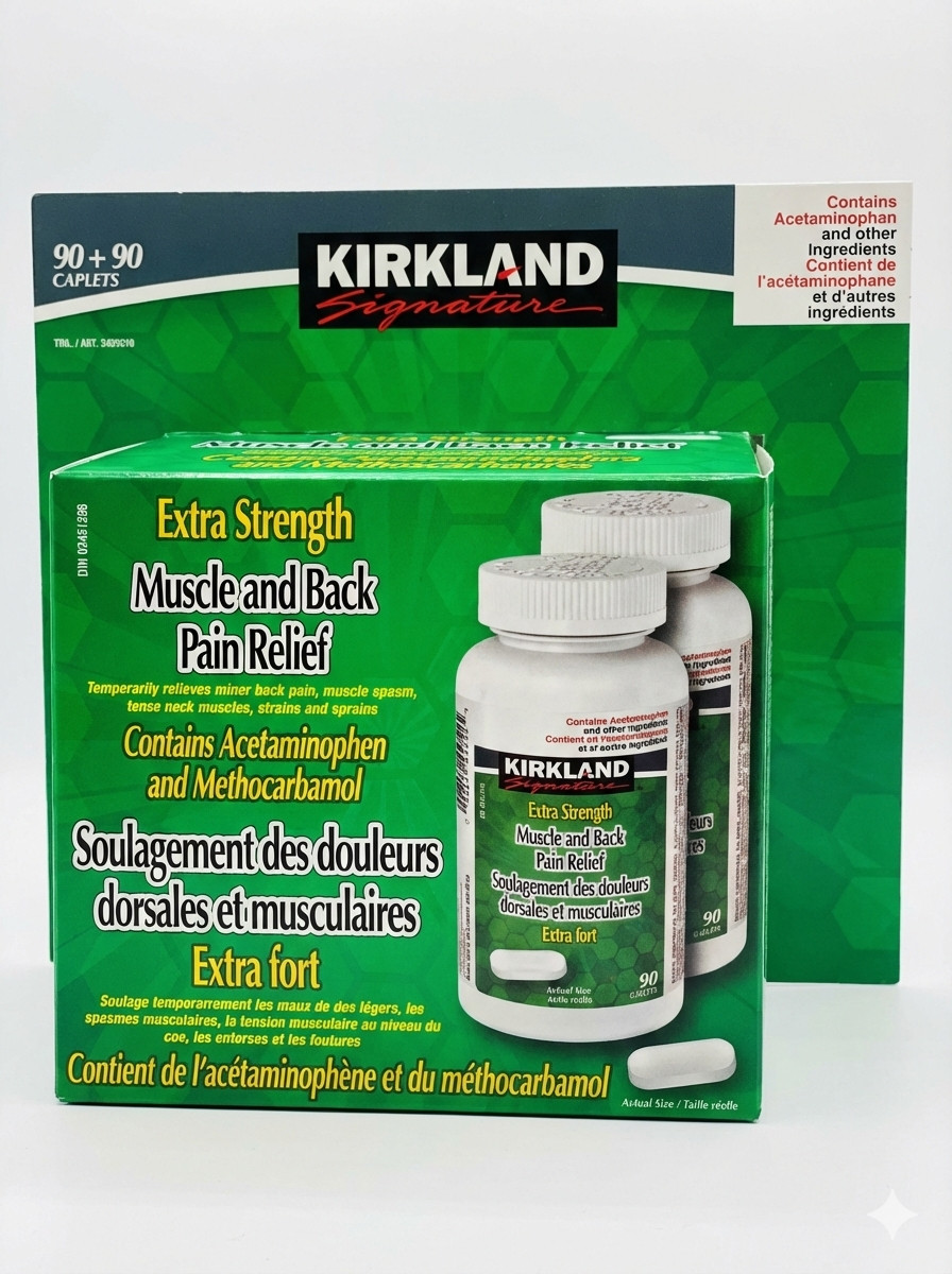 KIRKLAND Extra Strength MUSCLE + BACK Pain Relief 2X90 CAPLETS EXP 2028 OCT KIRKLAND Extra Strength MUSCLE + BACK Pain Relief 2X90 CAPLETS EXP 2028 OCT