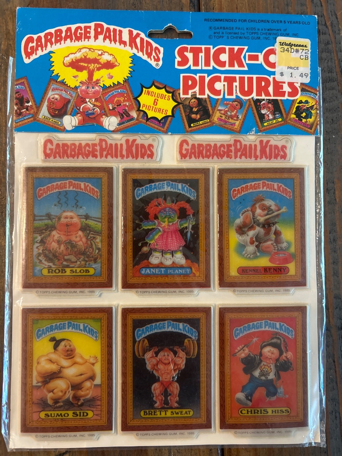 Vintage 1985 Garbage Pail Kids Stick on Pictures
