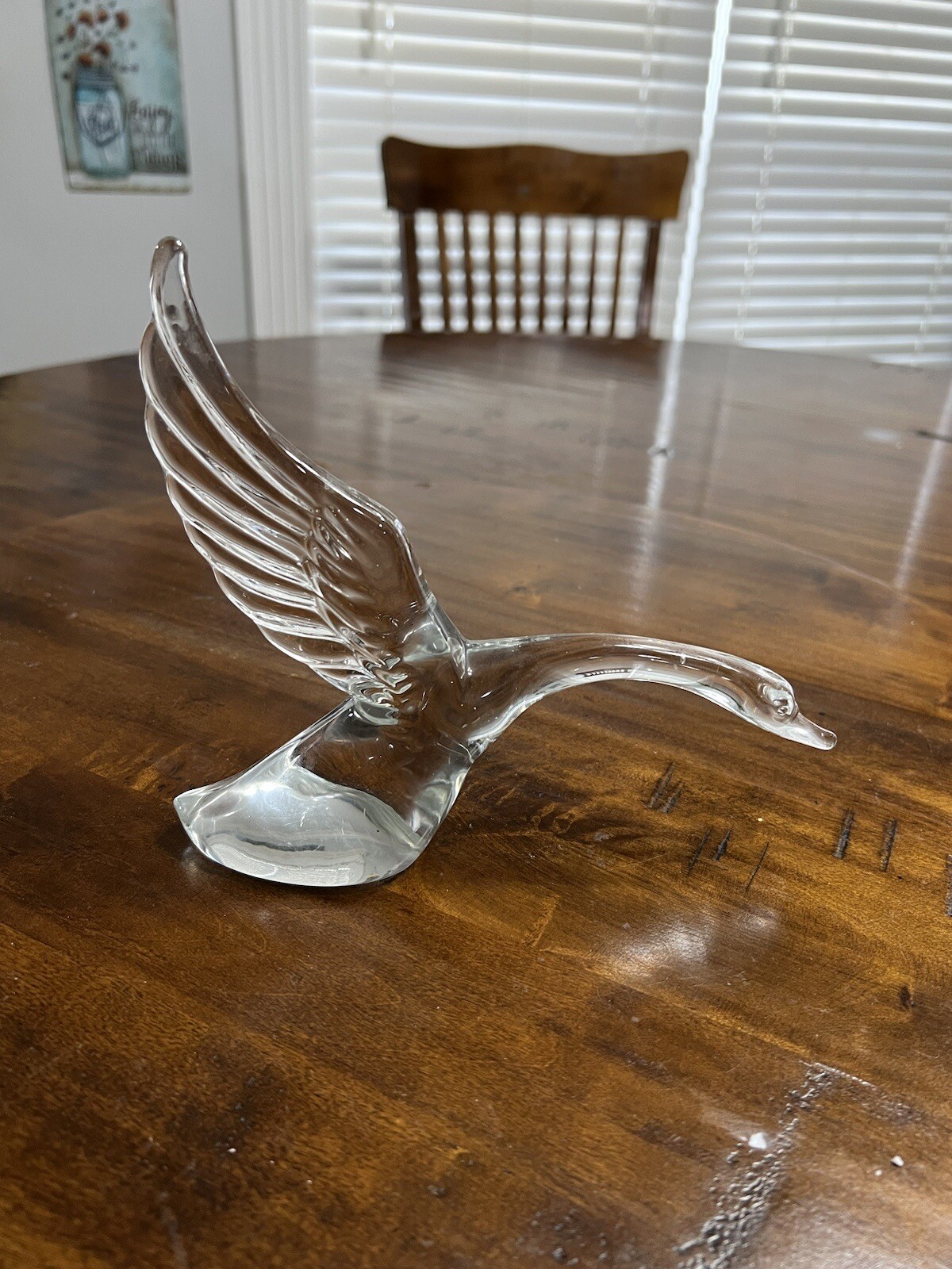 Glass Art Duck Taking Off Beautiful 6.25\