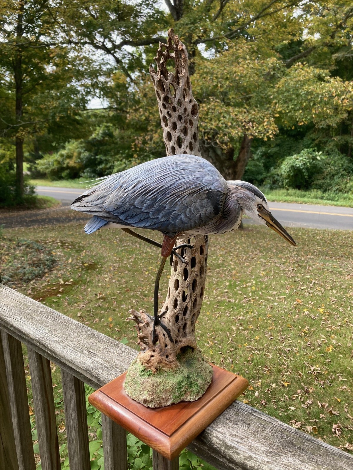 Blue Heron wood sculpture R. Kelley, 1999