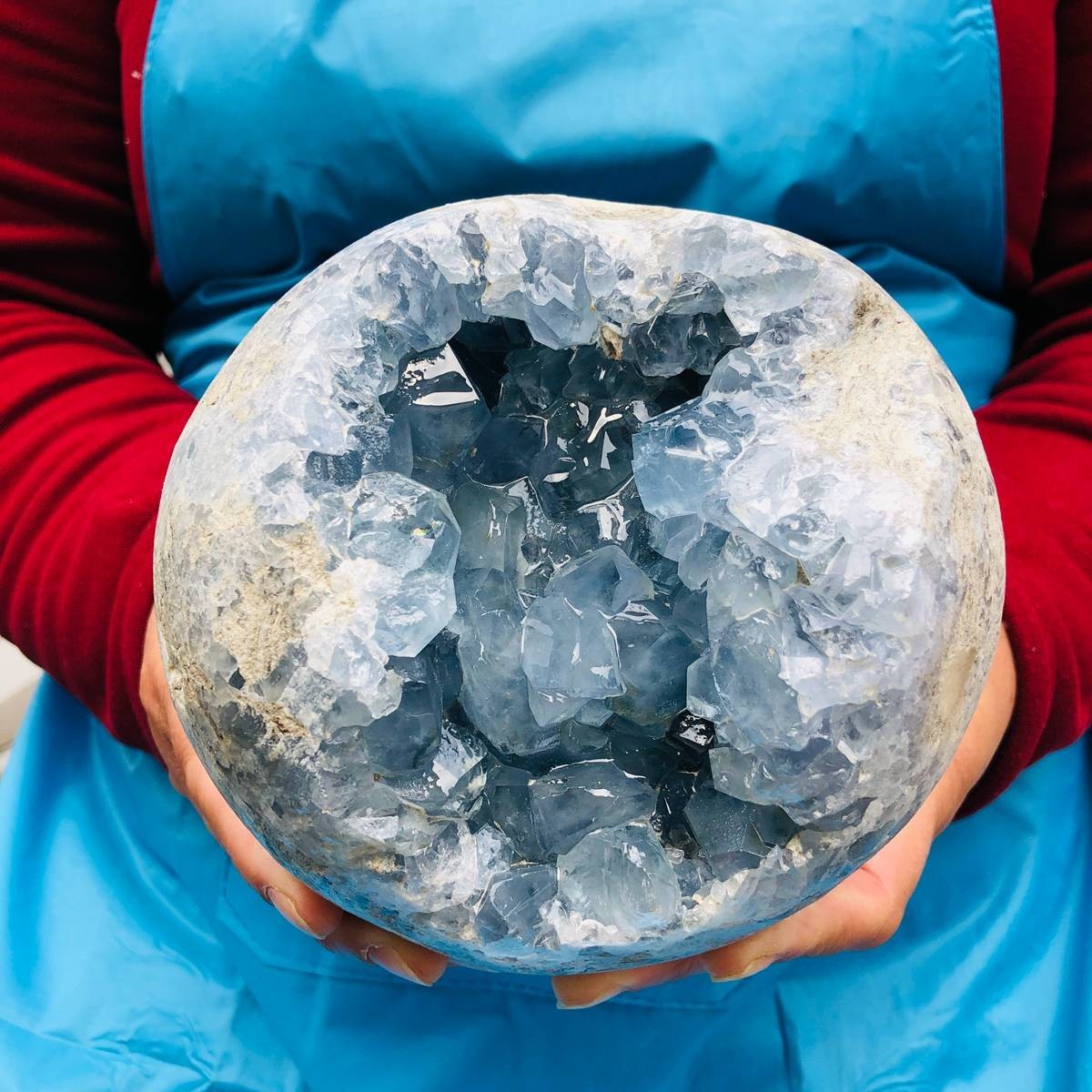 7.81 LB Large Natural Celestite Geode Crystal Cluster Healing Specimen 3950