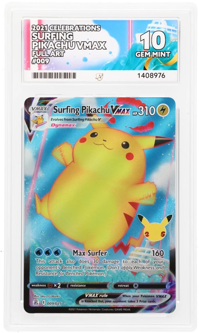 Pokemon TCG 2021 Celebrations Surfing Pikachu VMAX 009/025 ACE 10 Graded