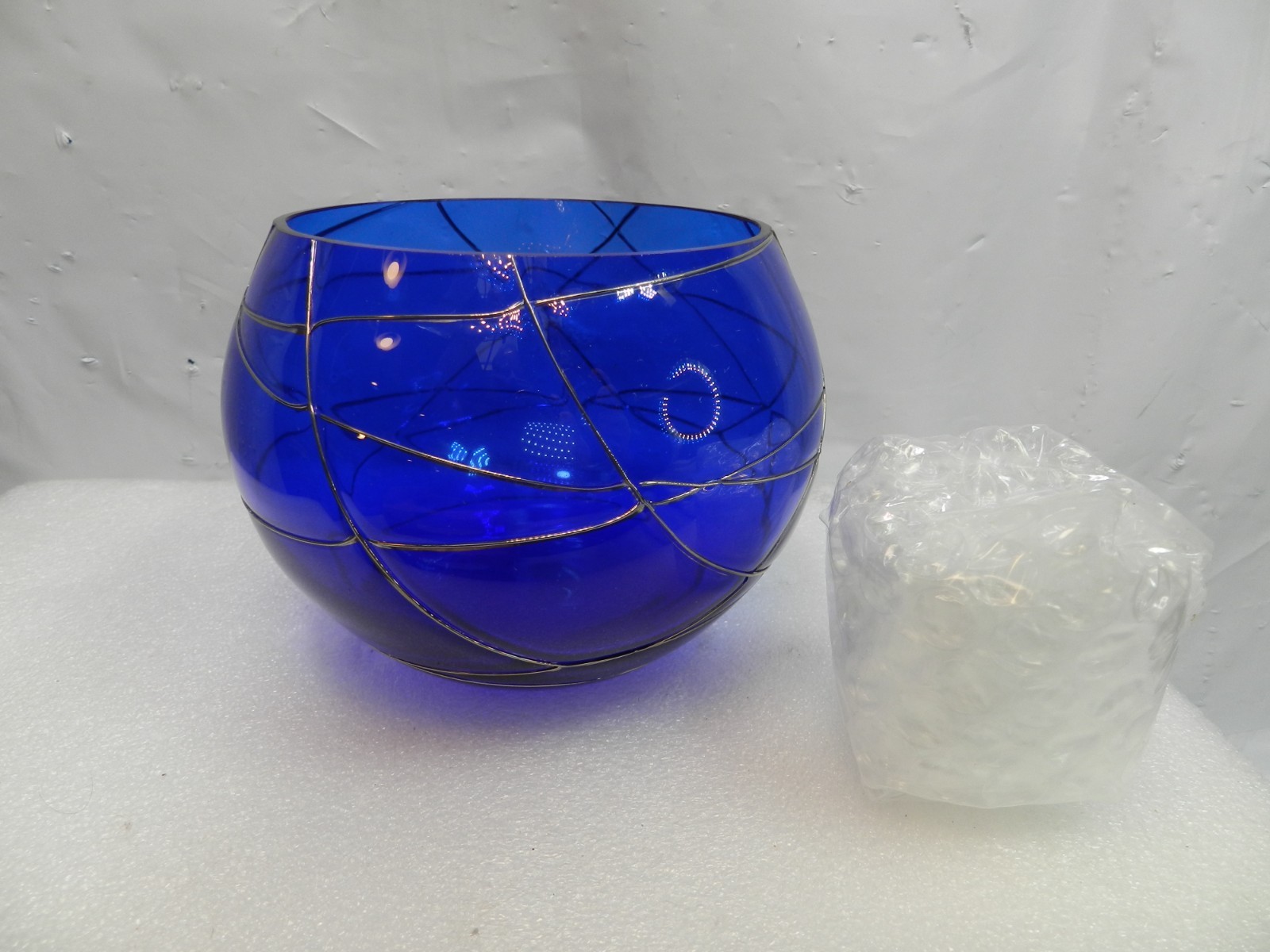 Partylite Cobalt Blue Swirl Calypso Glass Candle Votive Tea Light Holder T23K