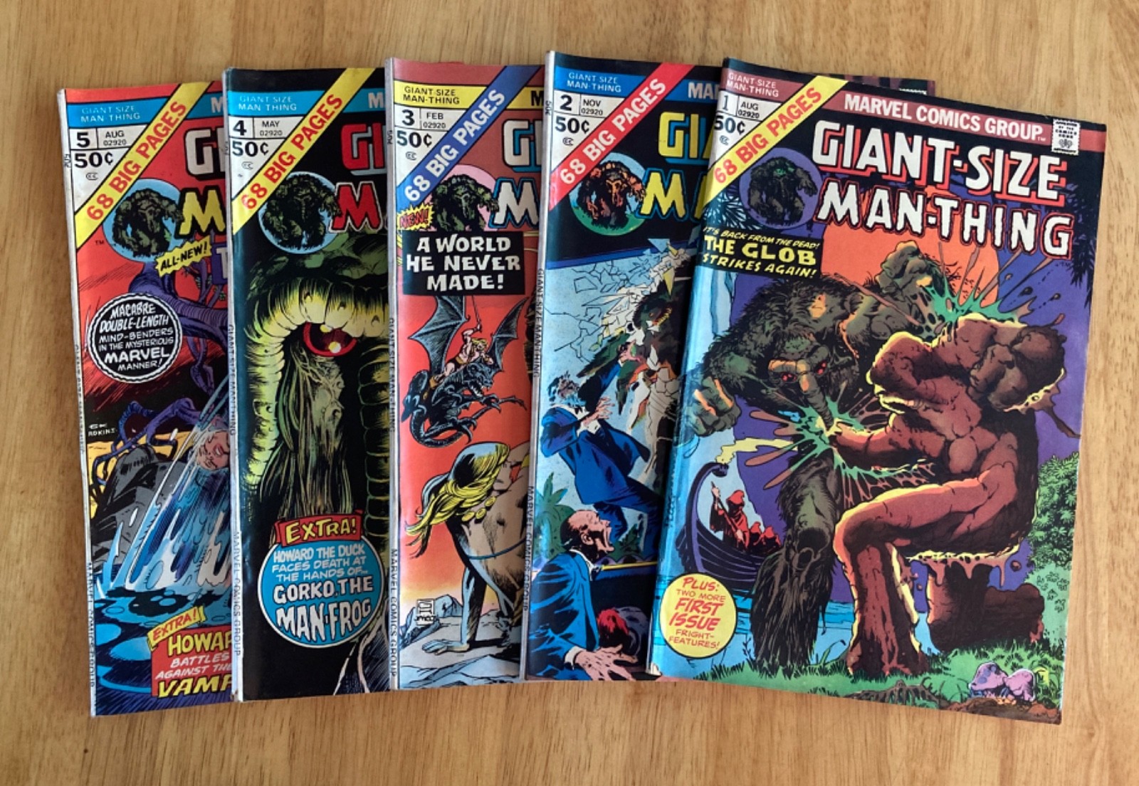 Run of 5 Giant-Size MAN-THING: #1-5 *Complete Set #4=Key* (FN++ & FN/VF, Read)