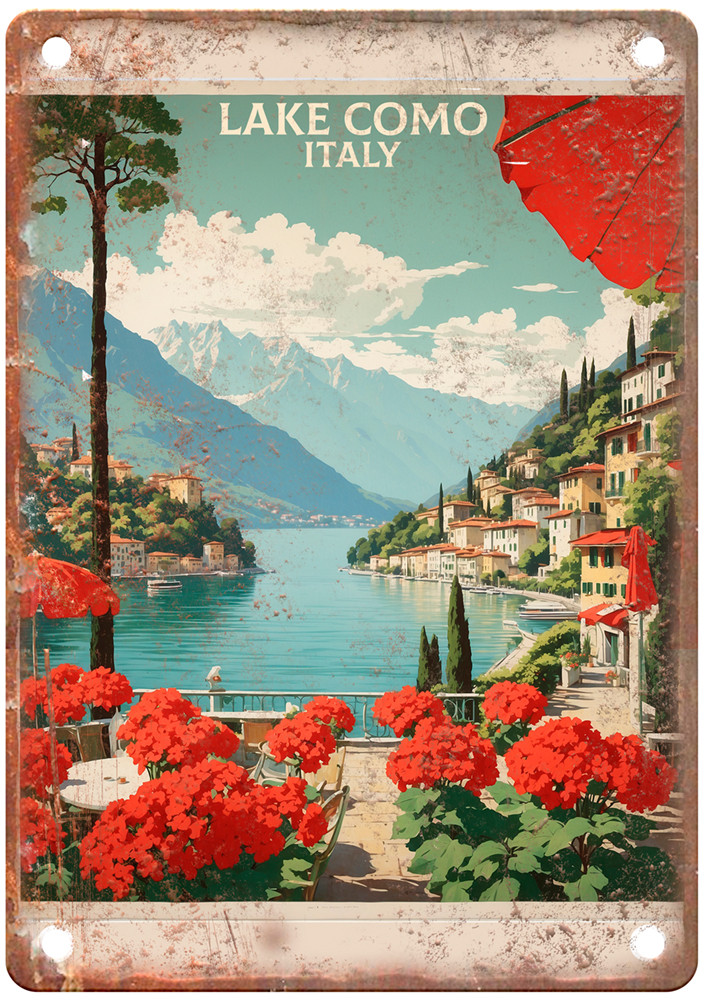 Vintage Lake Como Italy Retro Look Travel Poster Metal Sign T3190